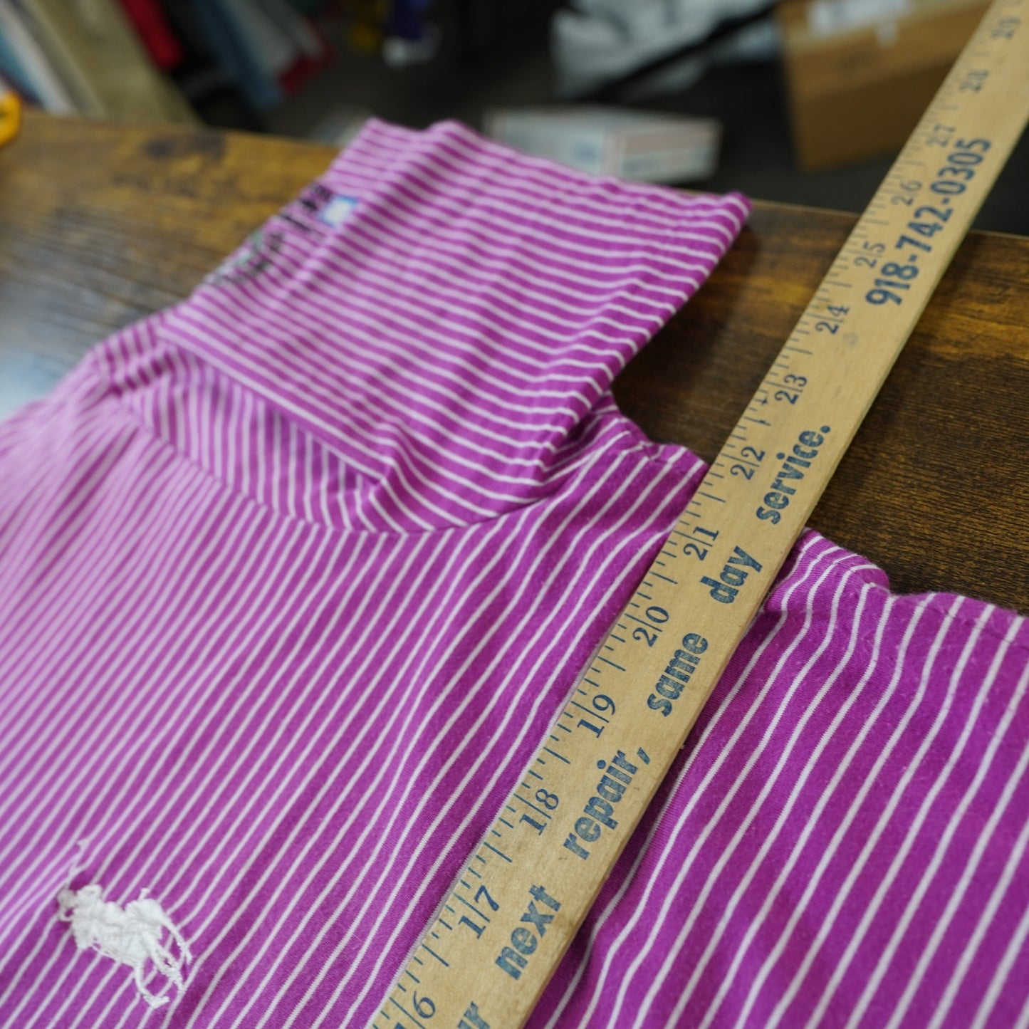 (M) Polo Golf Ralph Lauren Vintage Lisle Shirt Men M Pink Striped Big Pony Tournamen