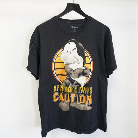 (L) Disney Grumpy Snow White 7 Dwarves T-Shirt Men's L Black Retro