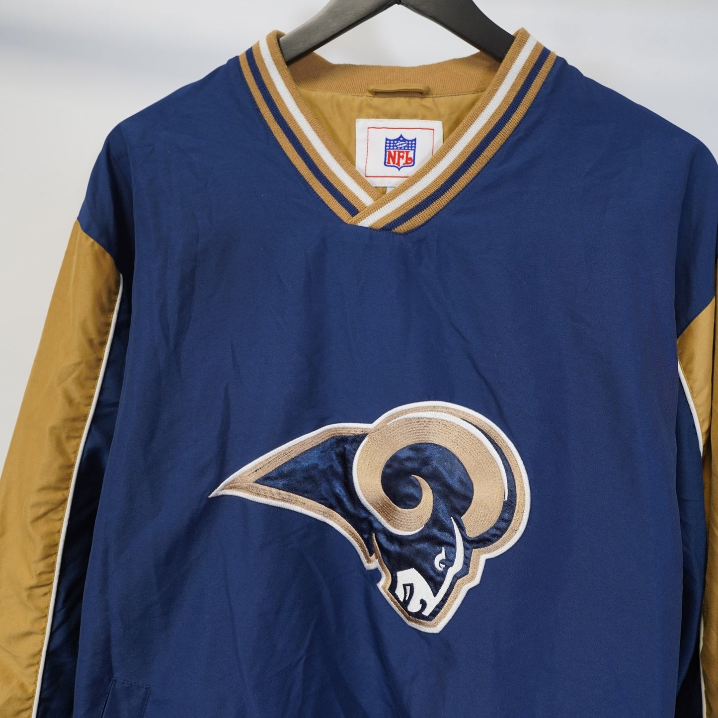 (L) Vintage St. Louis LA Rams Embroidered Windbreaker Pullover Jacket Men's L Blue