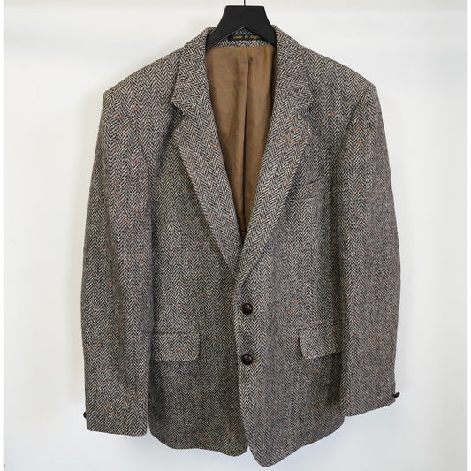 (L 46R) Hardy Amies Aberdeen Tweed Crombie Scotland Wool Blazer Jacket Men's Size L 46 R