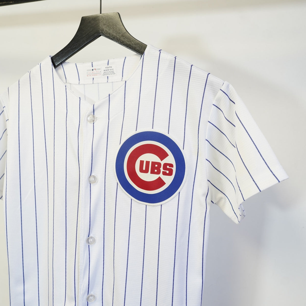 (Boys M) Chicago Cubs Majestic Pinstripe Anthony Rizzo Baseball Jersey Youth M 10/12 Boys