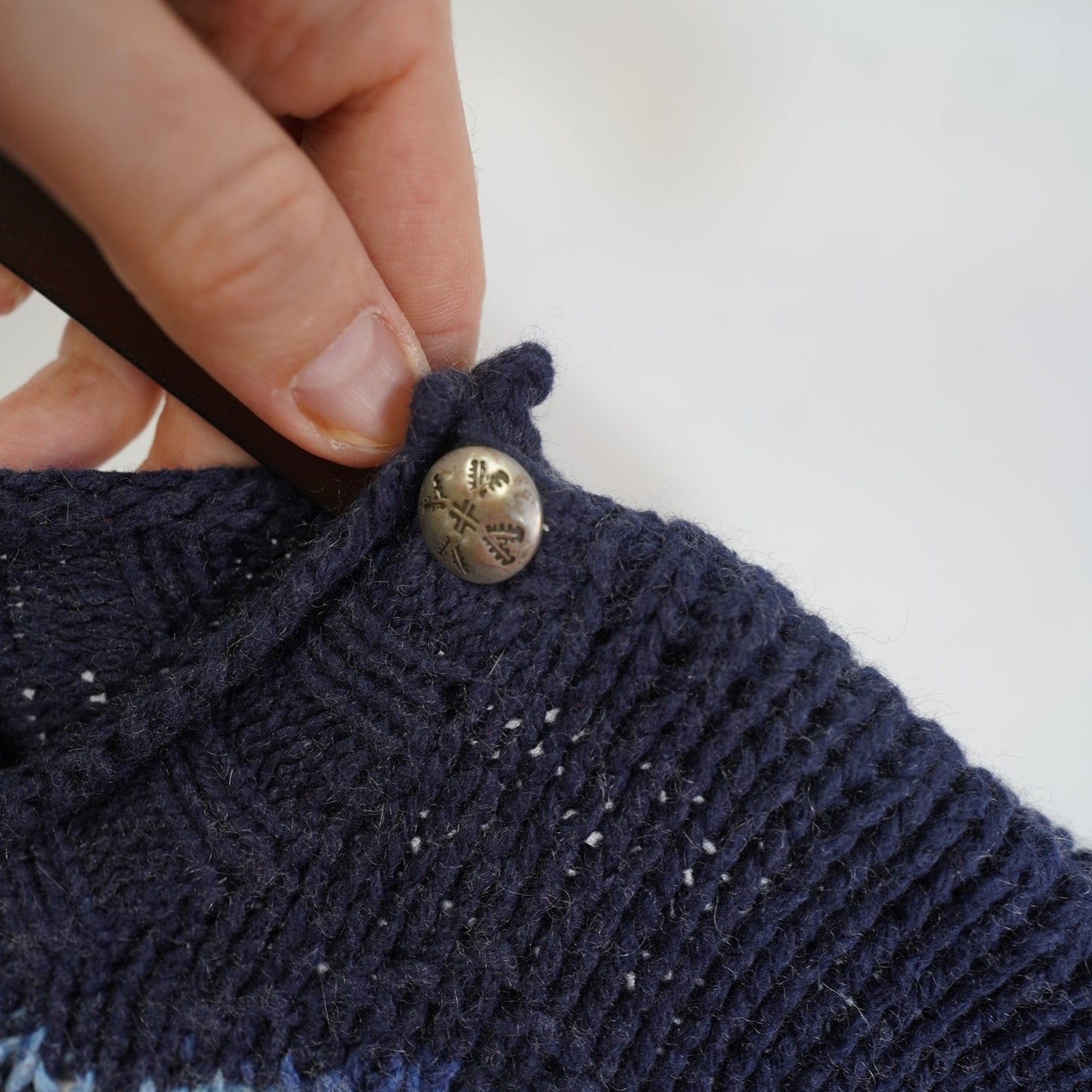 (XL) Vintage Polo by Ralph Lauren Hand-Knit Aztec Sweater Men's XL Southwest Blue
