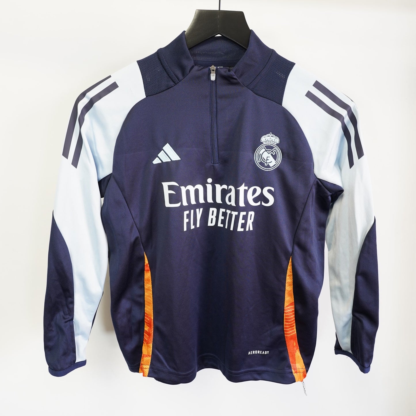 Adidas (L) Real Madrid Soccer Warm Up 1/4 Zip Track Jacket Boys Large Blue Vintage