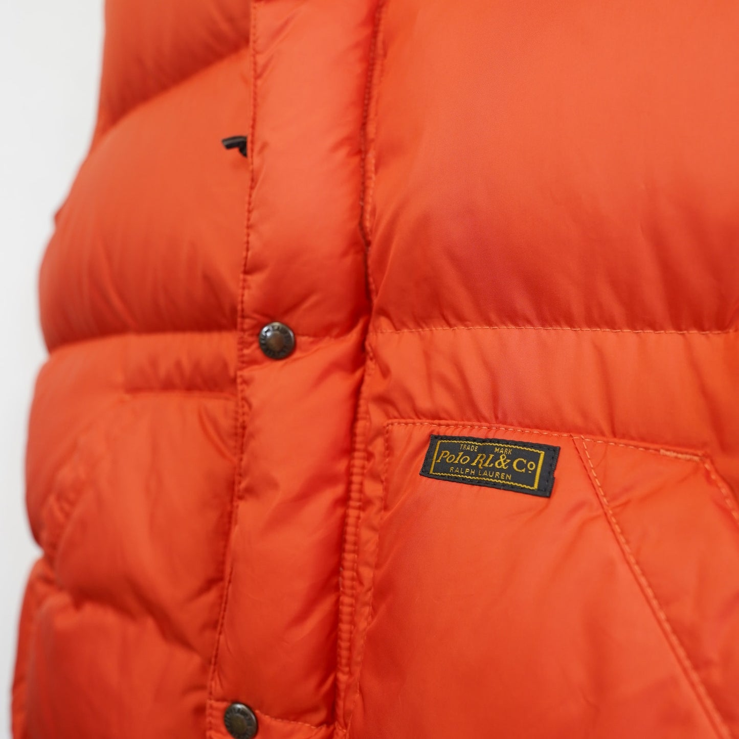 (XL) Vintage Polo Ralph Lauren Down Puffer Vest Men's XL Orange Quilted Waistcoat