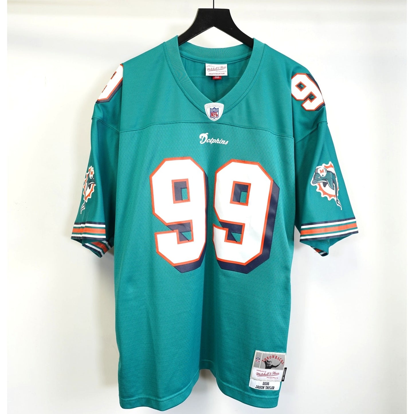 (XL) Miami Dolphins Jason Taylor #99 Mitchell & Ness Football Jersey Men's XL Sewn