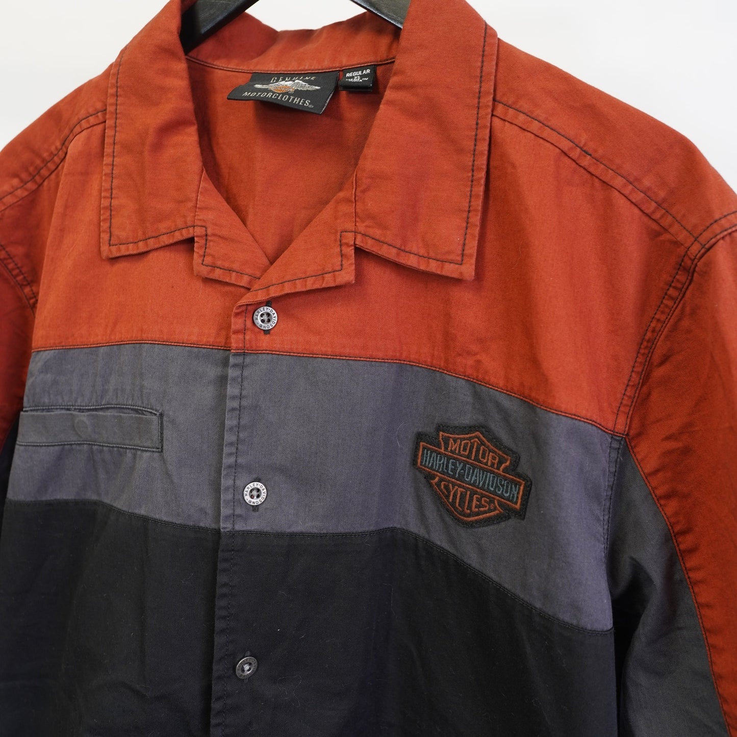 (XL) Harley Davidson Copperblock Embroidered Button Up Shirt Mens XL Biker Motorcycle