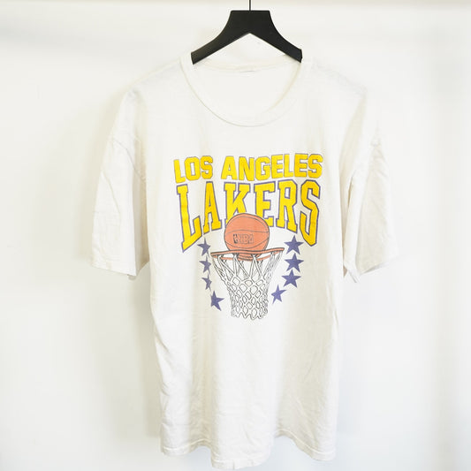 (XL) Vintage LA Lakers Single Stitch 80s Basketball T-Shirt Men's XL White Puff Print