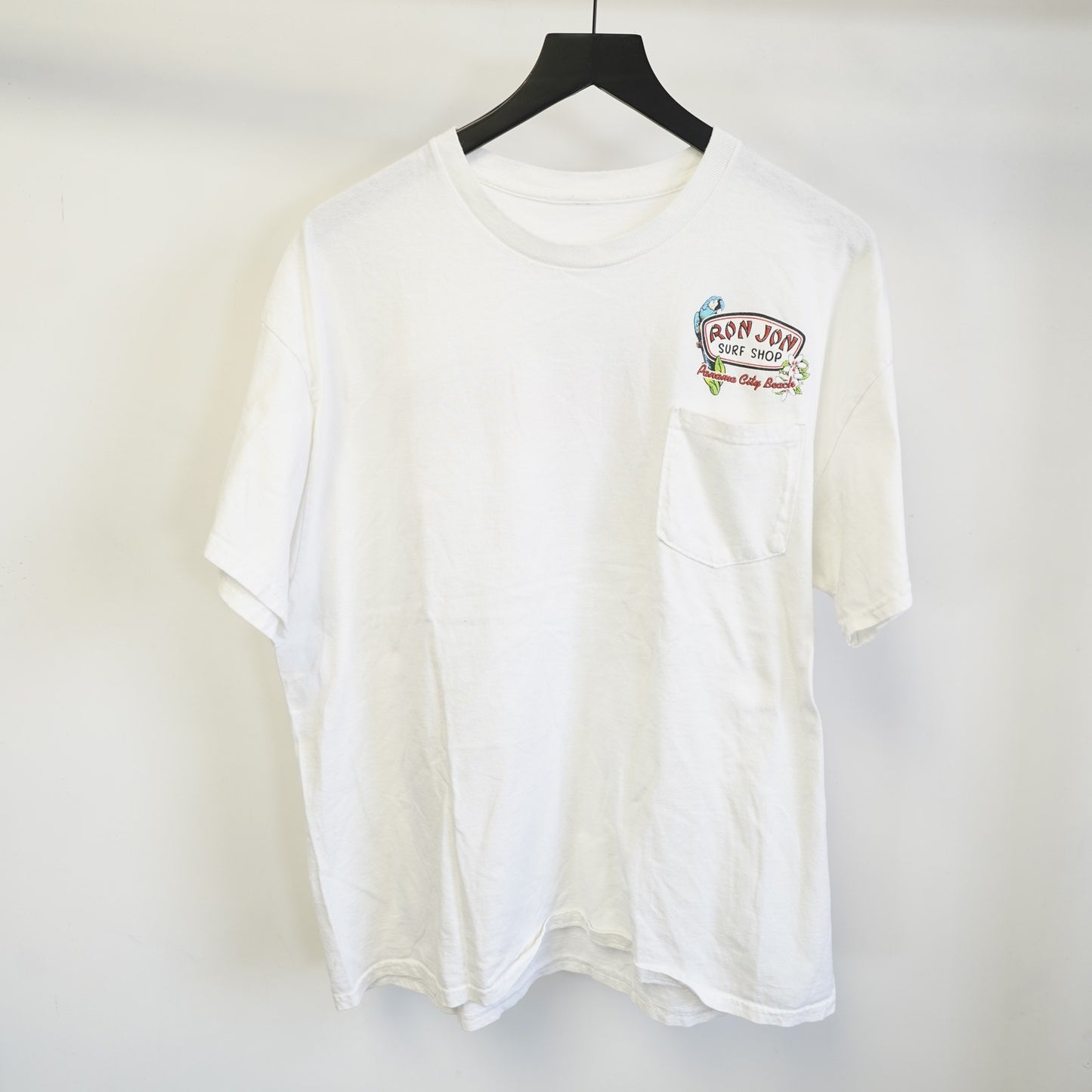 (XL) Vintage Ron Jon Surf Shop Tropical Hawaiian T-Shirt Men's XL White Skate Y2K