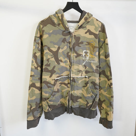 (XL) Vintage Aeropostale Y2K Camo Full Zip Hoodie Men's XL Green Military 2000s