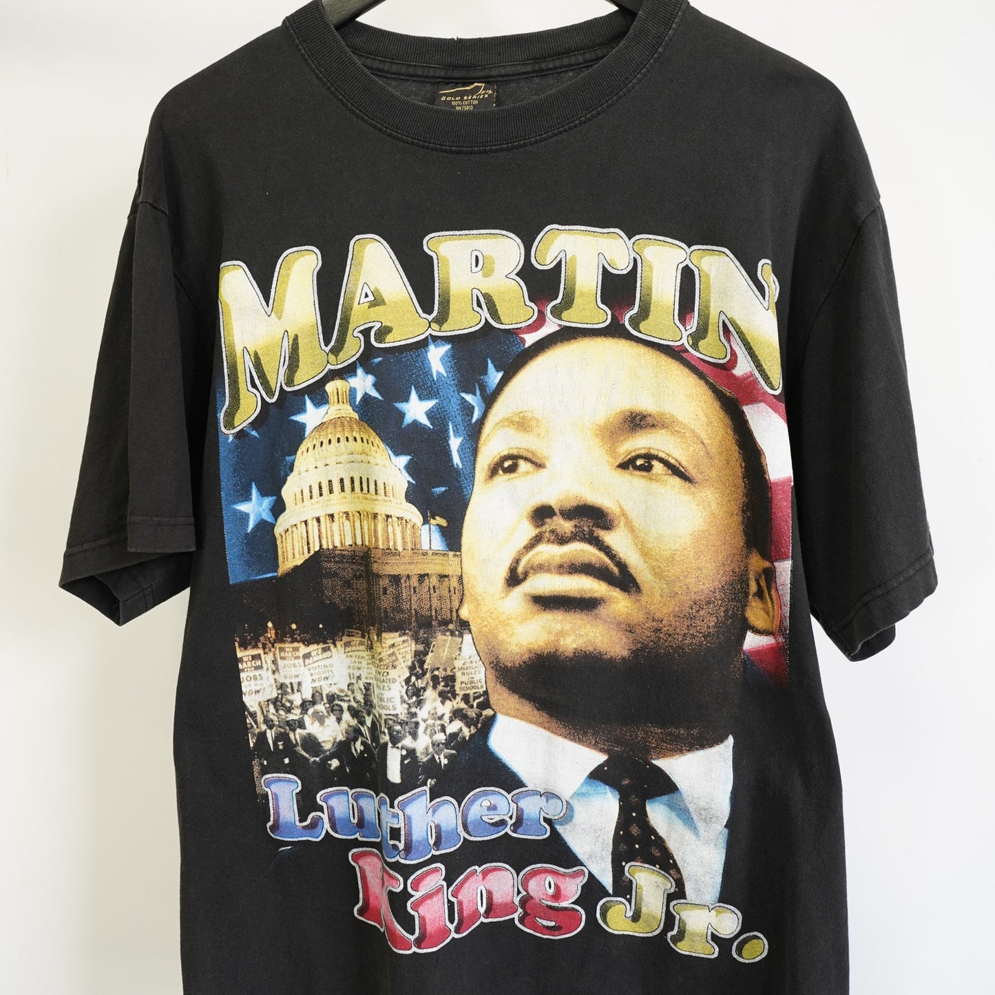 (L) Vintage Martin Luther King Jr I Have A Dream Double Sided Rap T-Shirt Men's L