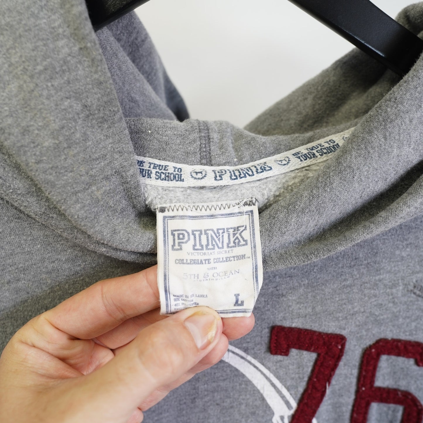 (Women's L) Texas A&M Aggies Pink Victoria's Secret Embroidered Hoodie Women's L Gray ATM
