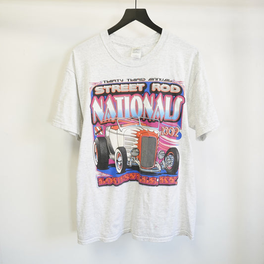 (L) Vintage Street Hot Rod Nationals Racing T-Shirt Men's L 2000s Gildan Gray Y2K