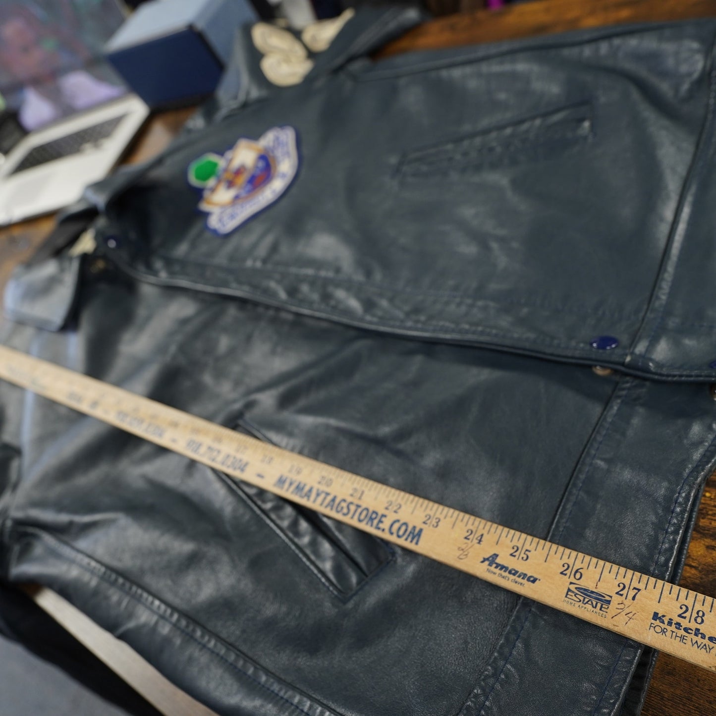 (M) Vintage University of Toronto Blue Leather Varsity Jacket Men's M 40T Astro