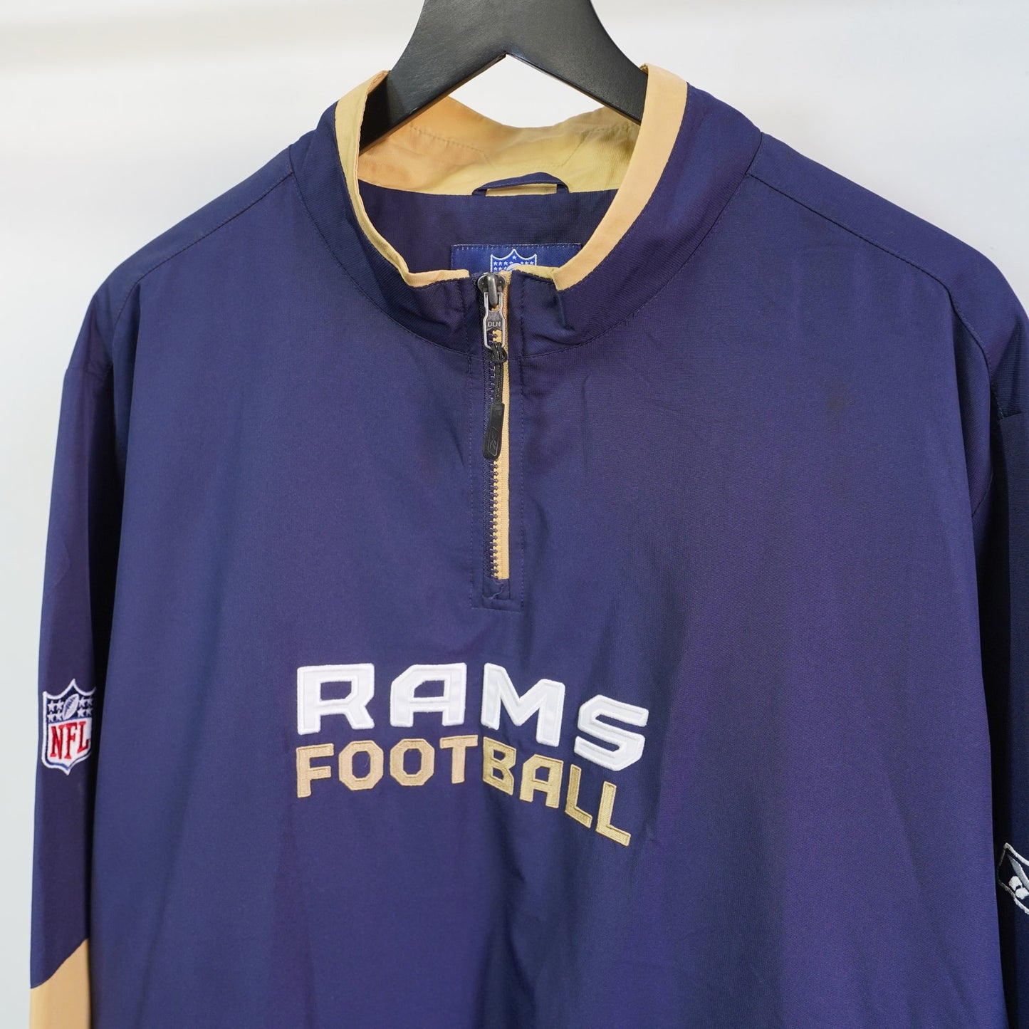 (L) Vintage St. Louis LA Rams Reebok 1/4 Zip Pullover Jacket Men's L Blue Y2K NFL