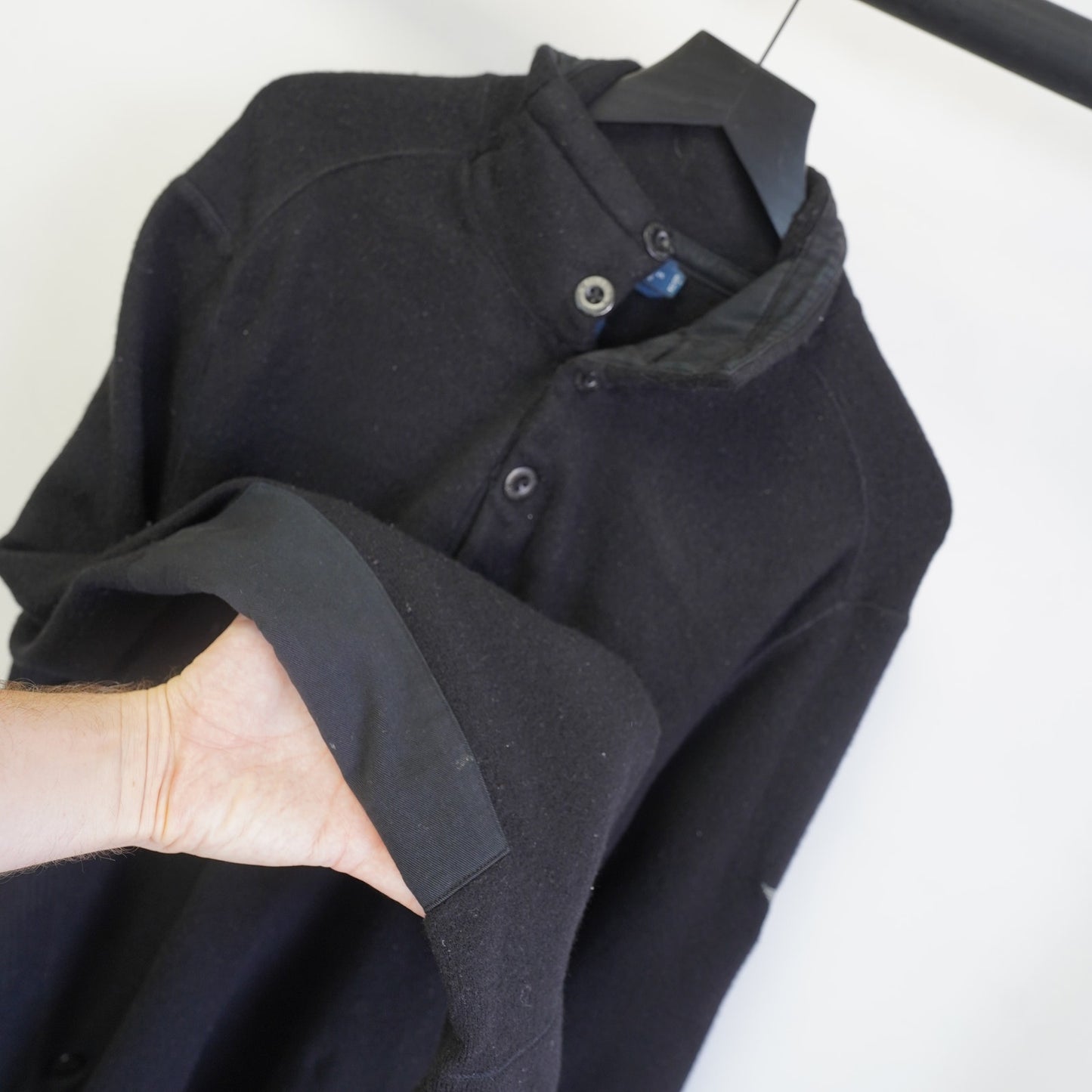 (XL) Vintage Polo Ralph Lauren Wool Heavy Pullover 1/4 Sweater Men's XL Black Henley