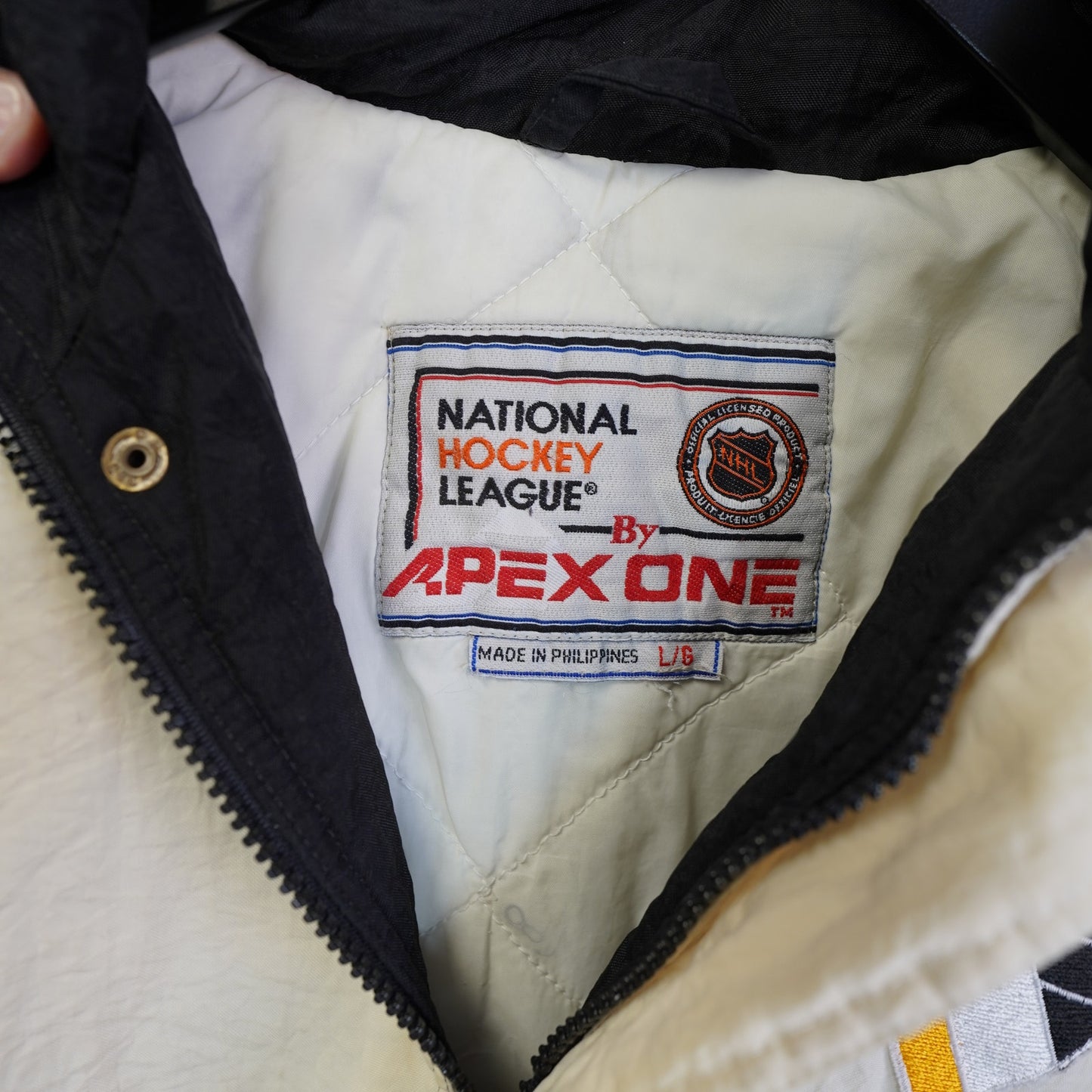 (Kids L) Vintage Pittsburg Penguins Apex One Puffer Jacket Youth L 90s Retro Kids White