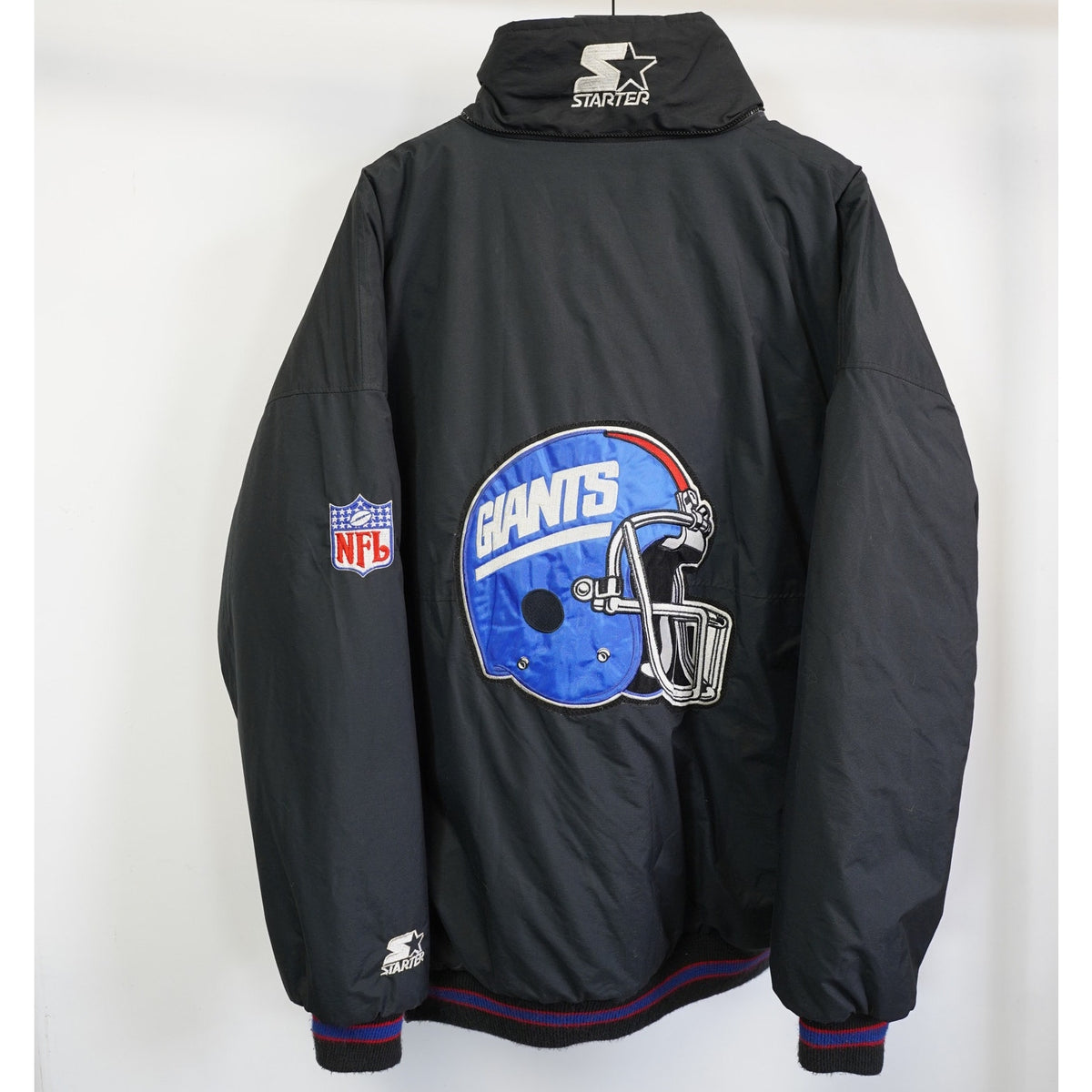 (XXL) Vintage Starter New York Giants Puffer Jacket Men's 2XL Black Blue 90s NFL Retro