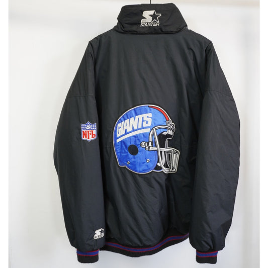 (XXL) Vintage Starter New York Giants Puffer Jacket Men's 2XL Black Blue 90s NFL Retro