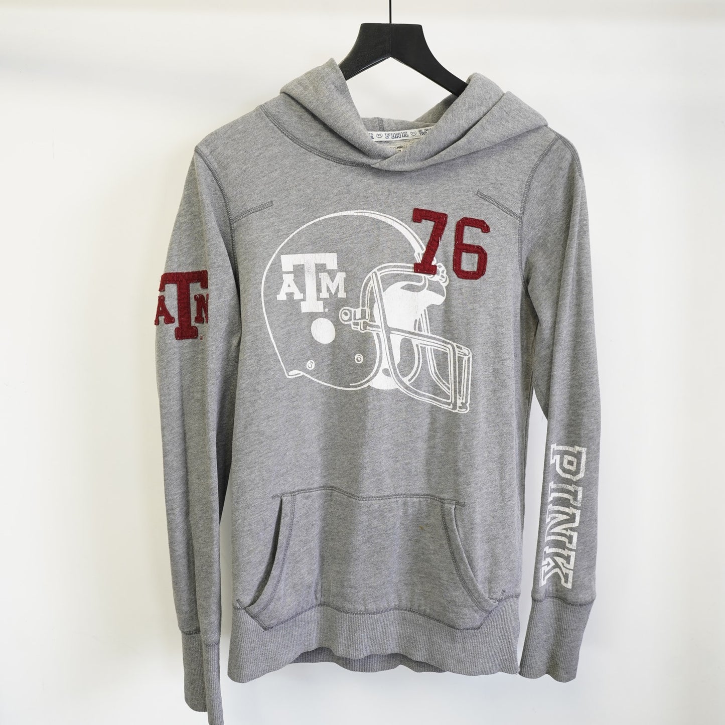 (Women's L) Texas A&M Aggies Pink Victoria's Secret Embroidered Hoodie Women's L Gray ATM