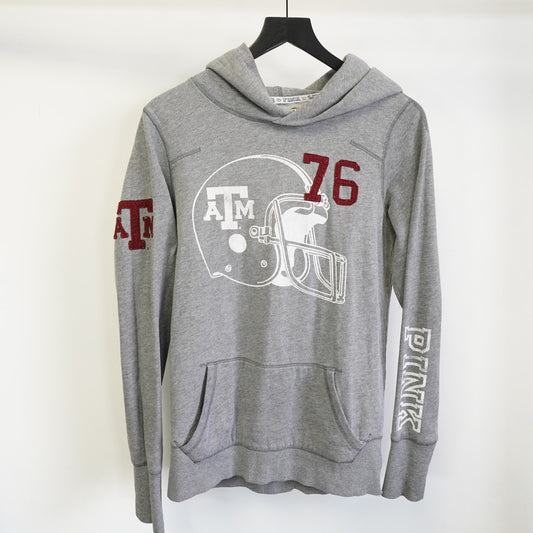 (Women's L) Texas A&M Aggies Pink Victoria's Secret Embroidered Hoodie Women's L Gray ATM