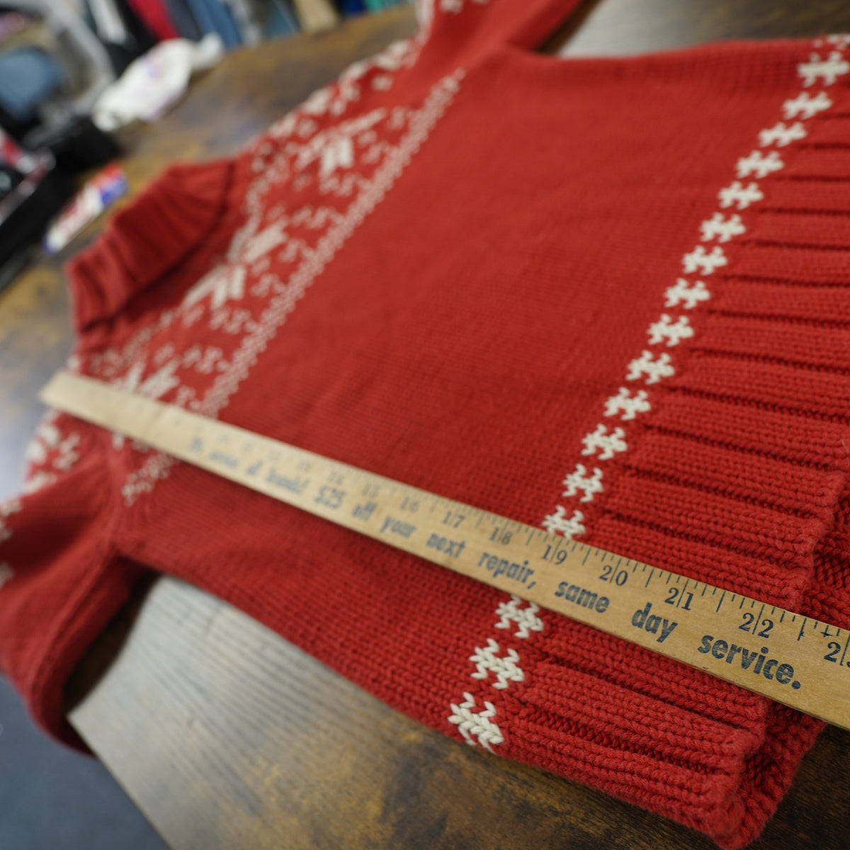 (Women's S) Ralph Lauren Polo Jeans Co Knit Christmas Sweater Turtleneck Red White