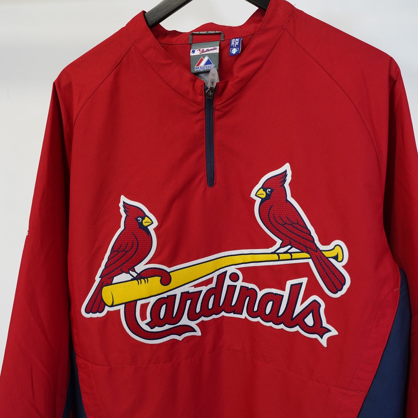 (M) Majestic St. Louis Cardinals Sewn Cool Base Pullover Windbreaker Men's M Red