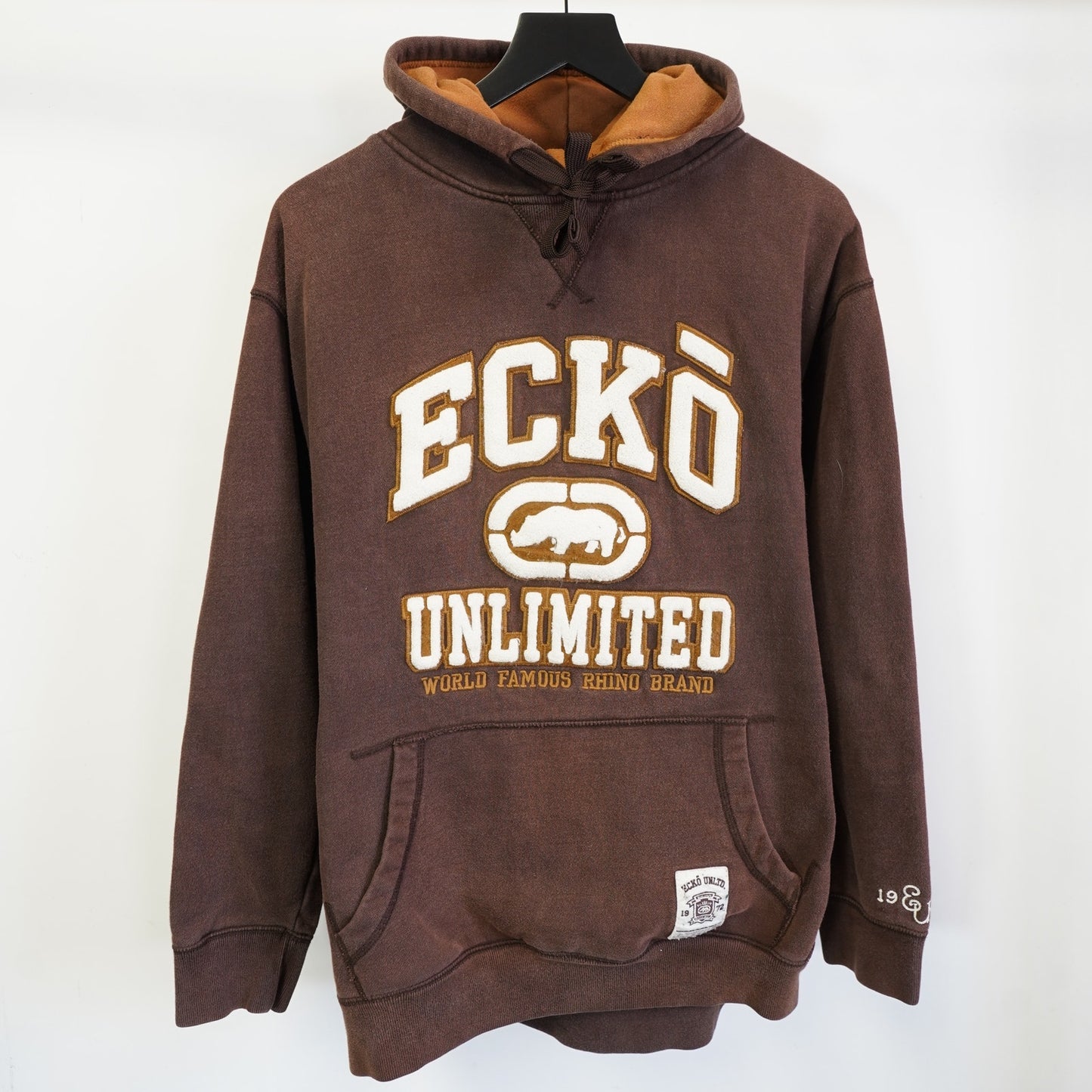 (L) Vintage Ecko Unlimited Sewn Y2K Hoodie Men's L Brown 2000s Hip Hop Embroidered
