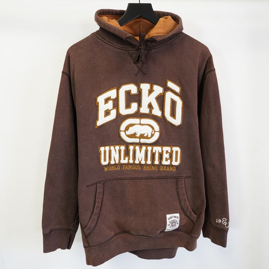 (L) Vintage Ecko Unlimited Sewn Y2K Hoodie Men's L Brown 2000s Hip Hop Embroidered