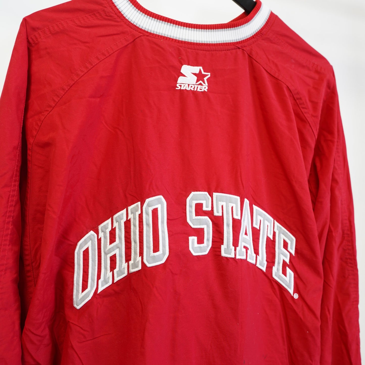 (XL) Vintage Ohio State Buckeyes Starter Pullover Windbreaker Men's XL Red 90s Sewn