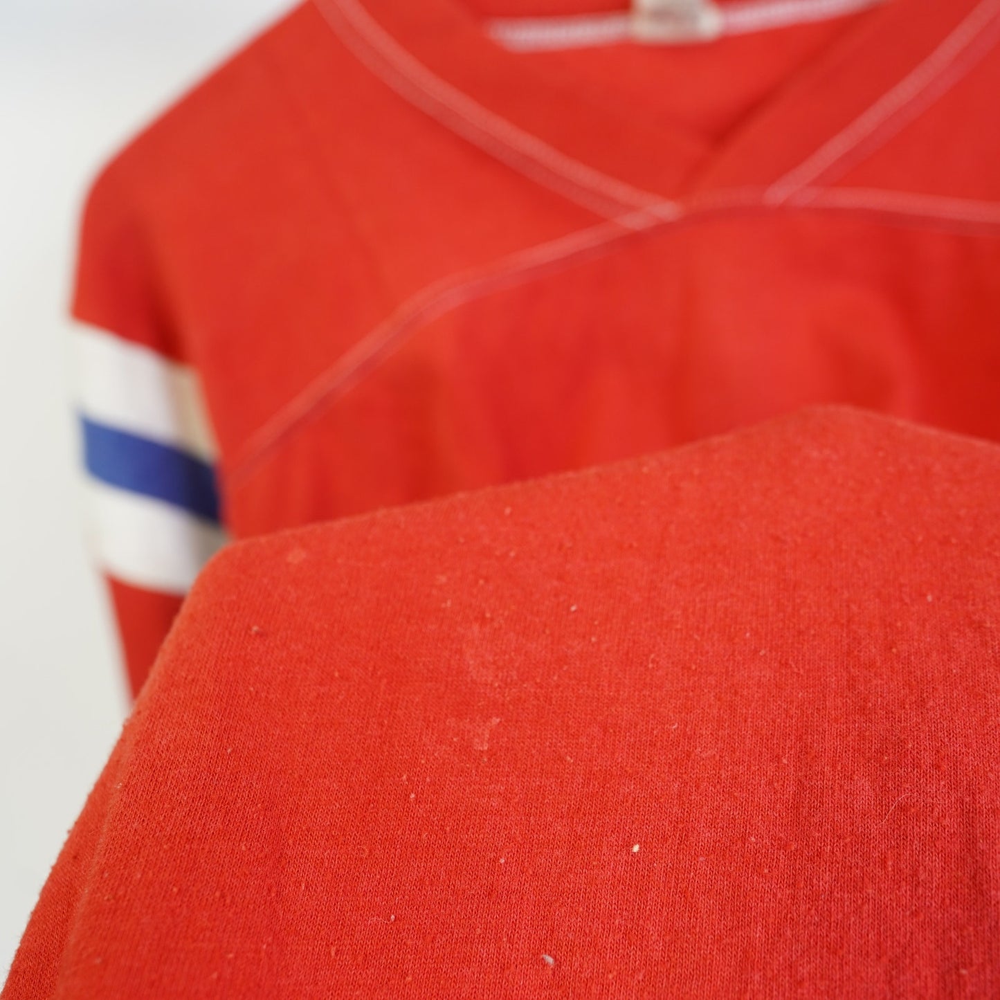 (L) True Vintage 1970s Blank Football Jersey Men's L Red Medallion 3/4 Sleeve