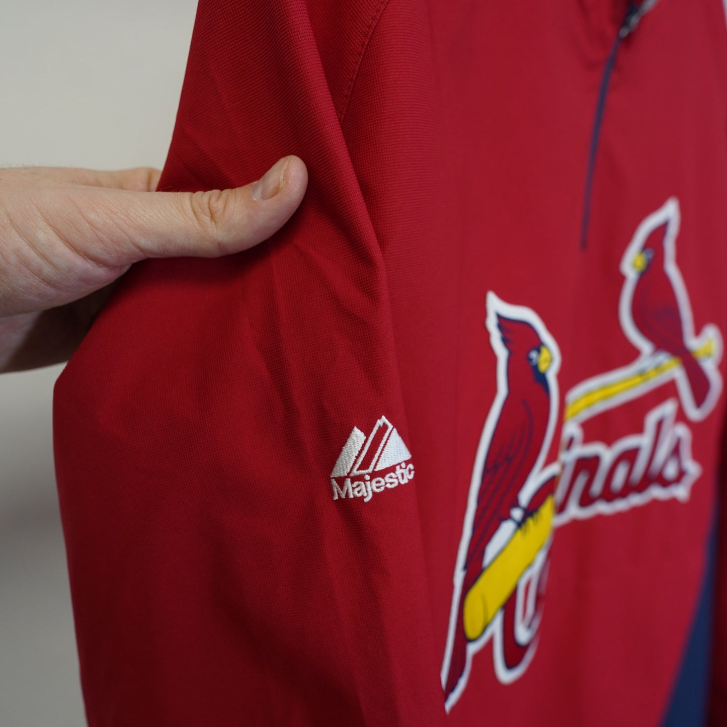 (M) Majestic St. Louis Cardinals Sewn Cool Base Pullover Windbreaker Men's M Red