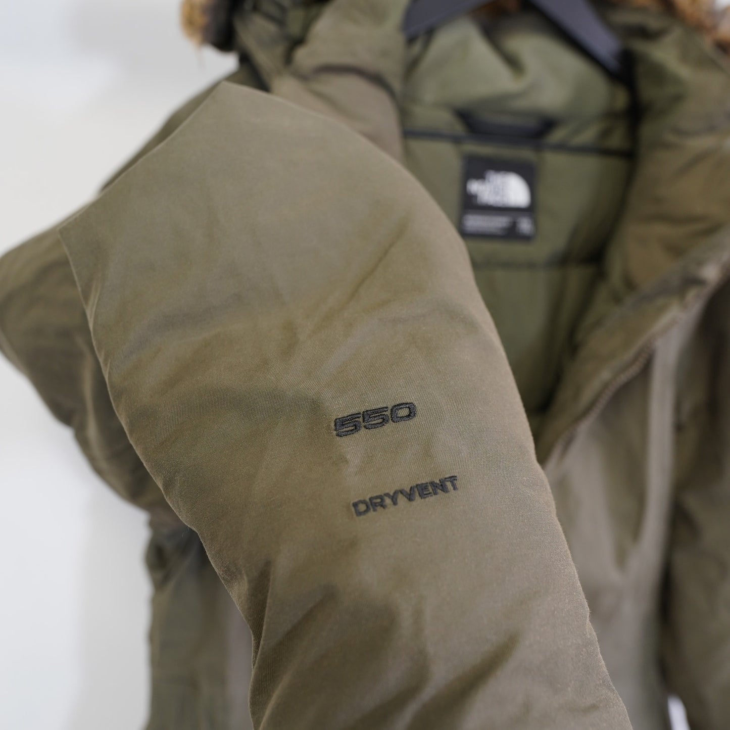 (Women's XXL) The North Face Arctic Parka Olive Green HyVent 550 Down Faux Fur Hood