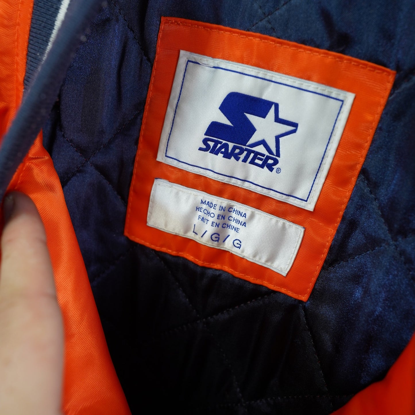 (L) Vintage Denver Broncos Stater Satin Varsity Jacket Men's L Orange Bomber Retro