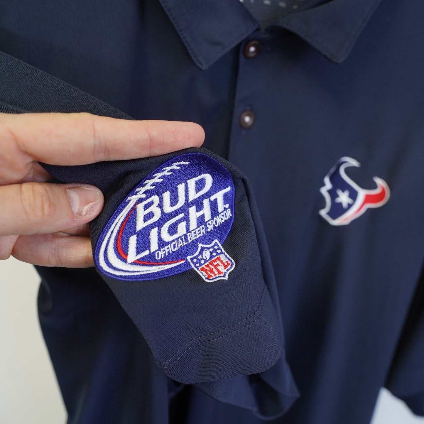 (XXL) Houston Texans Nike Golf Polo Shirt Men's XXL Navy Blue Stitched Bud Light NFL