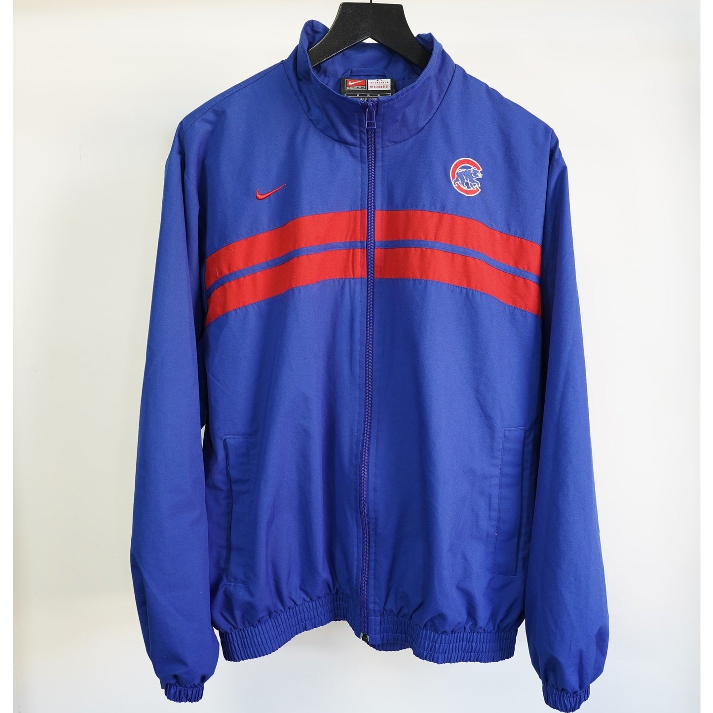 (M) Vintage Chicago Cubs Team Nike Sewn Windbreaker Jacket Men's M Blue Red Mlb