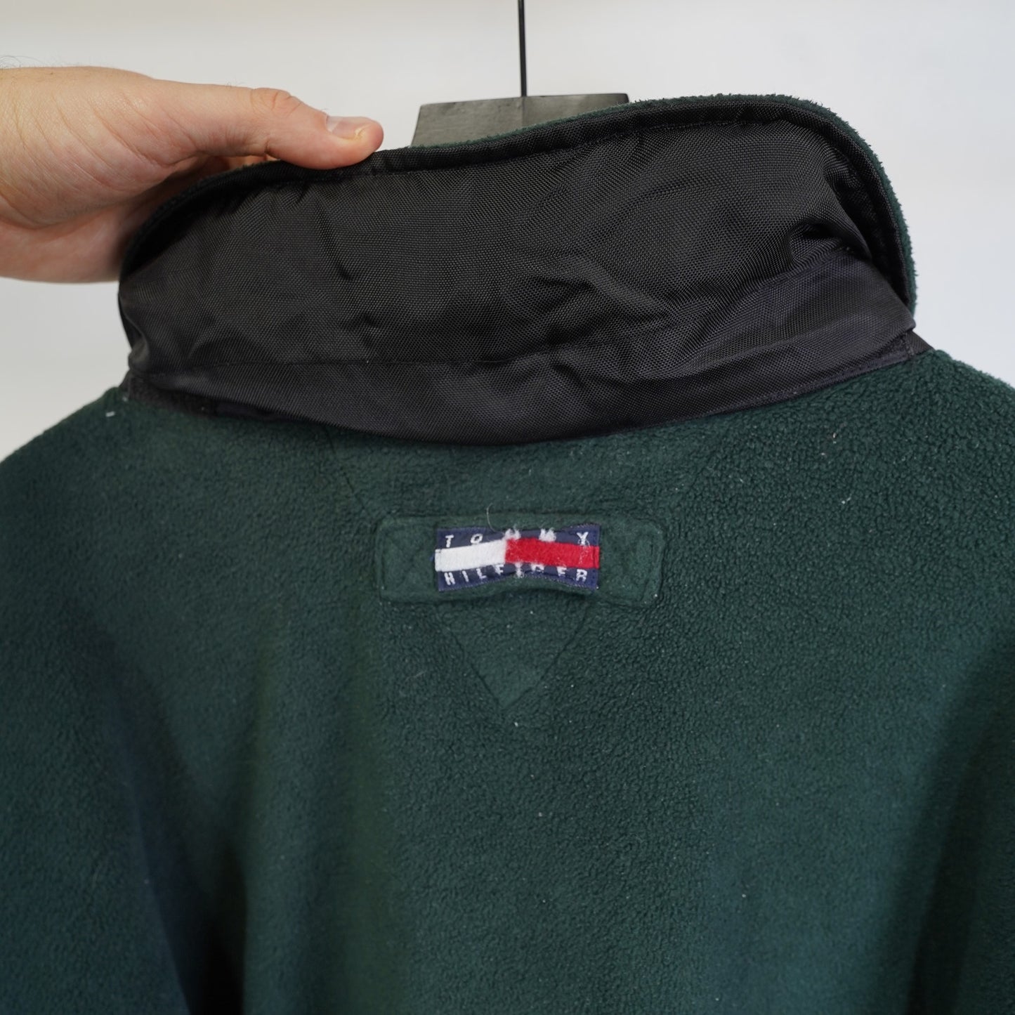 (XL) Vintage Tommy Hilfiger 90s Fleece 1/4 Zip Anorak Pullover Jacket Men's XL Green