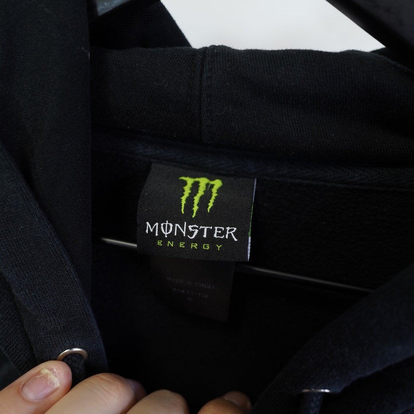 (M) Vintage Y2K Monster Energy Stitched Hoodie BMX Skate Surf Men's M 2000s Black