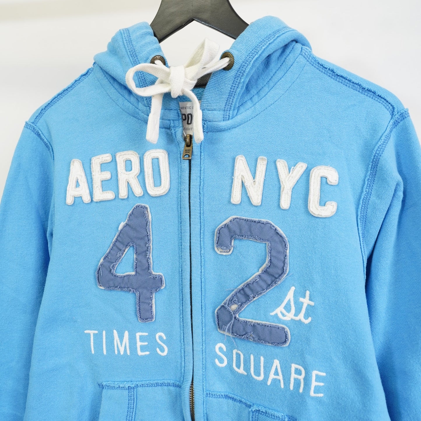 (S) Aeropostale Sewn NYC 42nd Times Square Y2K Full Zip Hoodie Men's S Blue