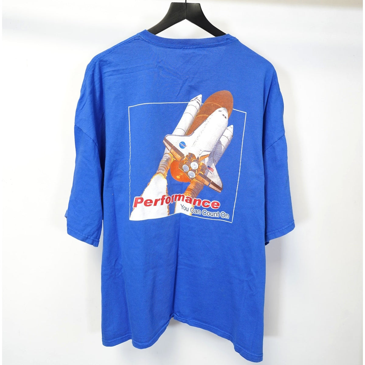 (3XL) United Space Alliance Nasa Space Shuttle T-Shirt Men's 3XL Blue Retro Aviation
