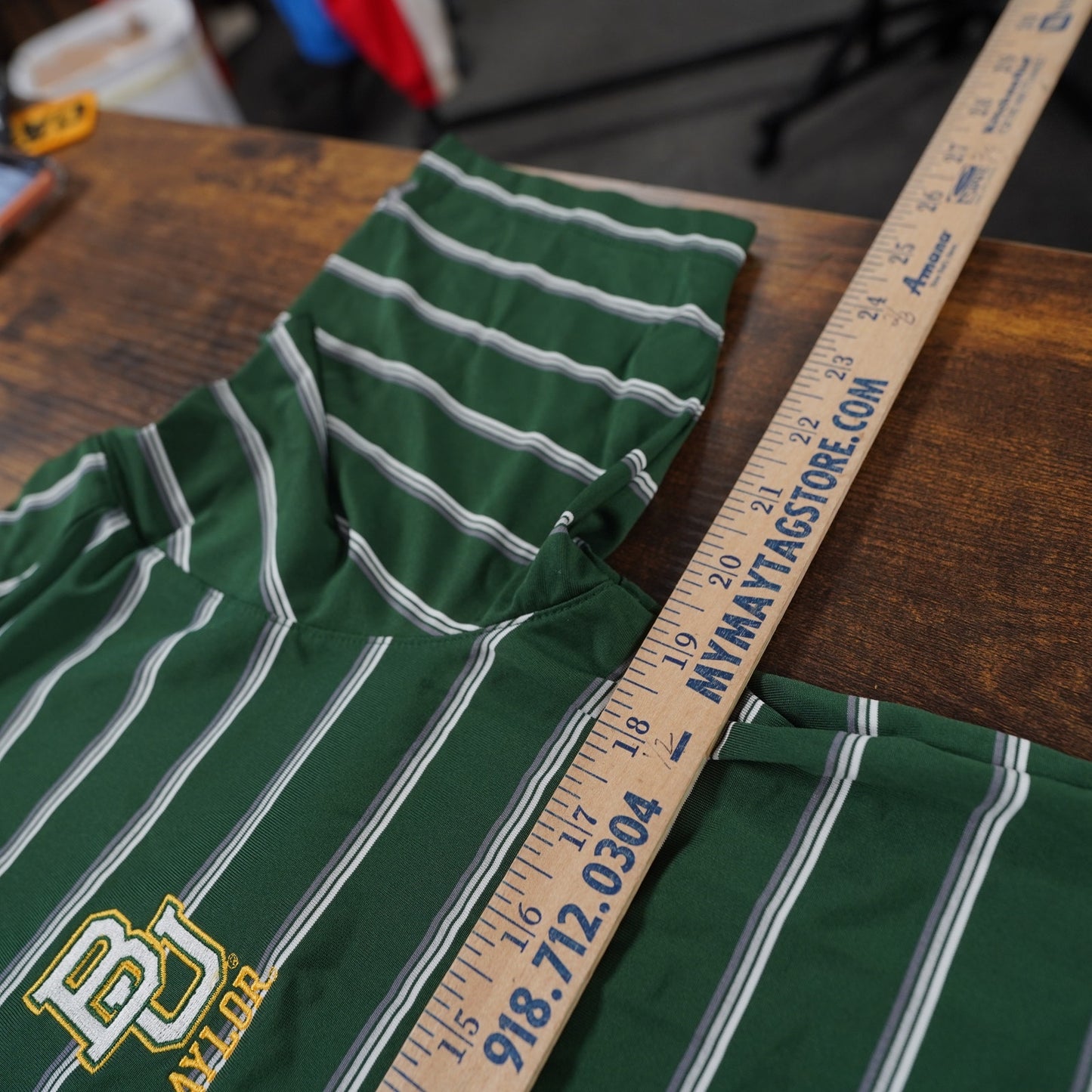 (S) Baylor University Bears Striped Under Armour Polo Shirt Men's S Green Heat Gear