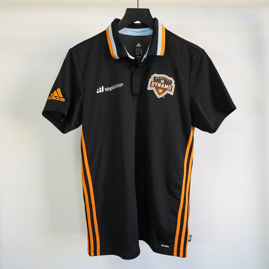 (M) Adidas Houston Dynamo MLS Black Athletic Polo Shirt Men's M Black Jersey