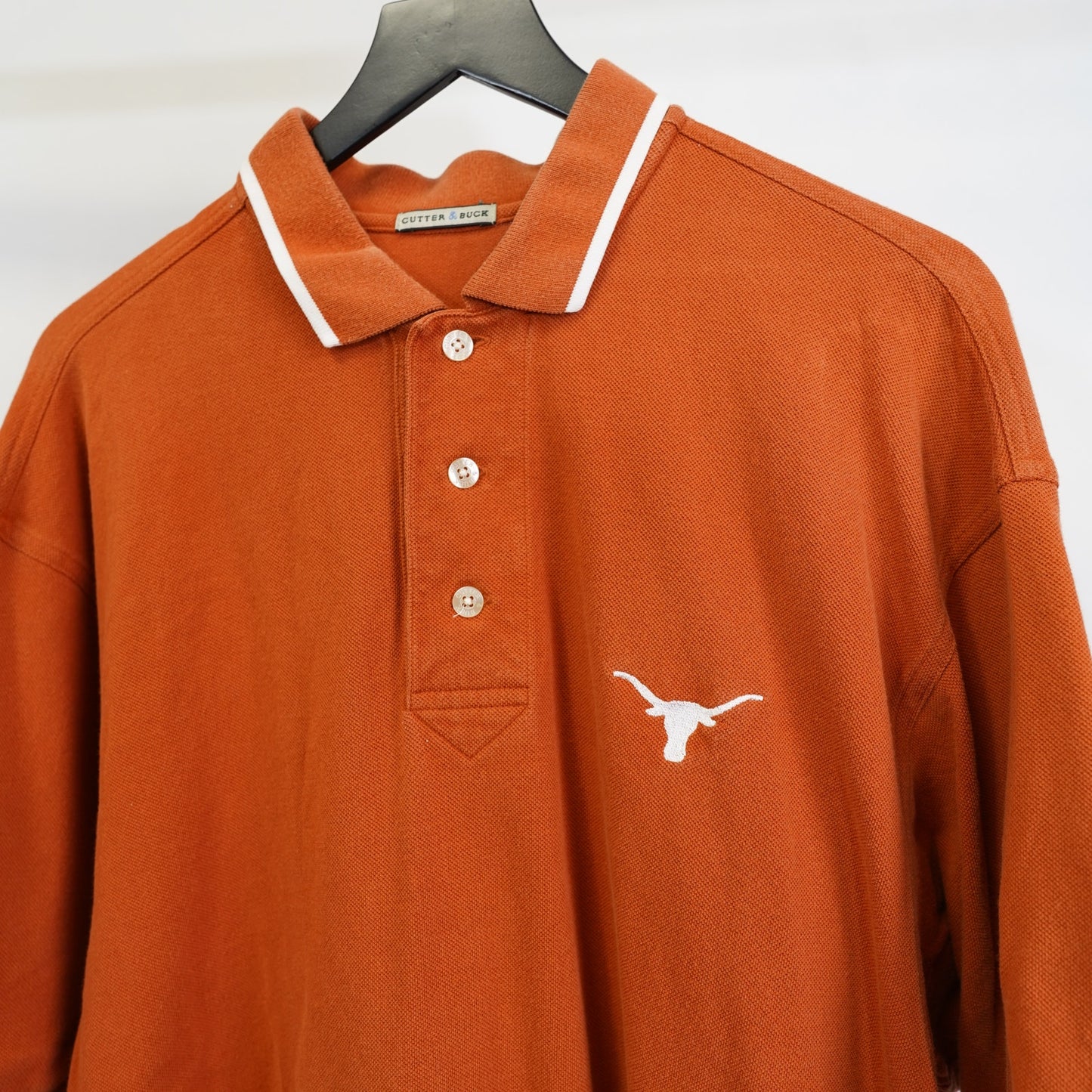 (XL) Vintage Texas Longhorns Cutter & Buck Golf Polo SHirt Men's XL Burnt Orange