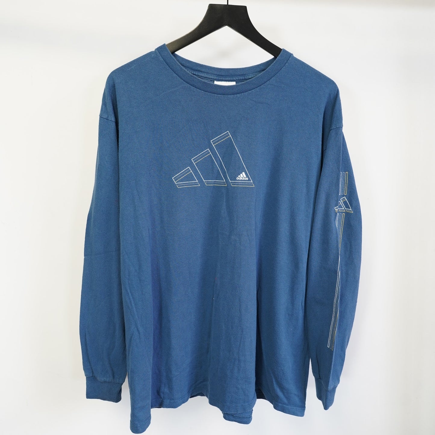 (L) Vintage Adidas Y2K Long Sleeve T-Shirt Men's L Blue Retro 2000s Streetwear