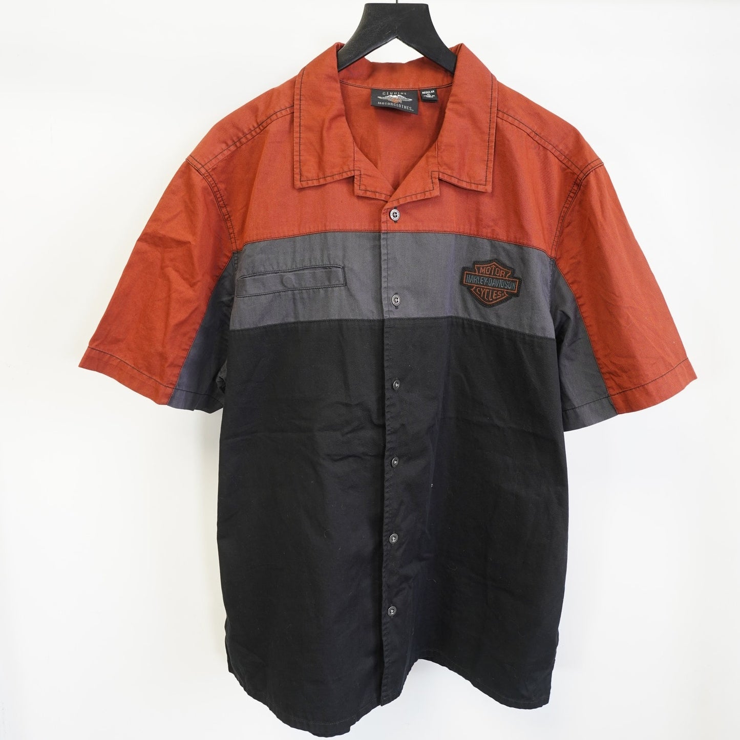 (XL) Harley Davidson Copperblock Embroidered Button Up Shirt Mens XL Biker Motorcycle