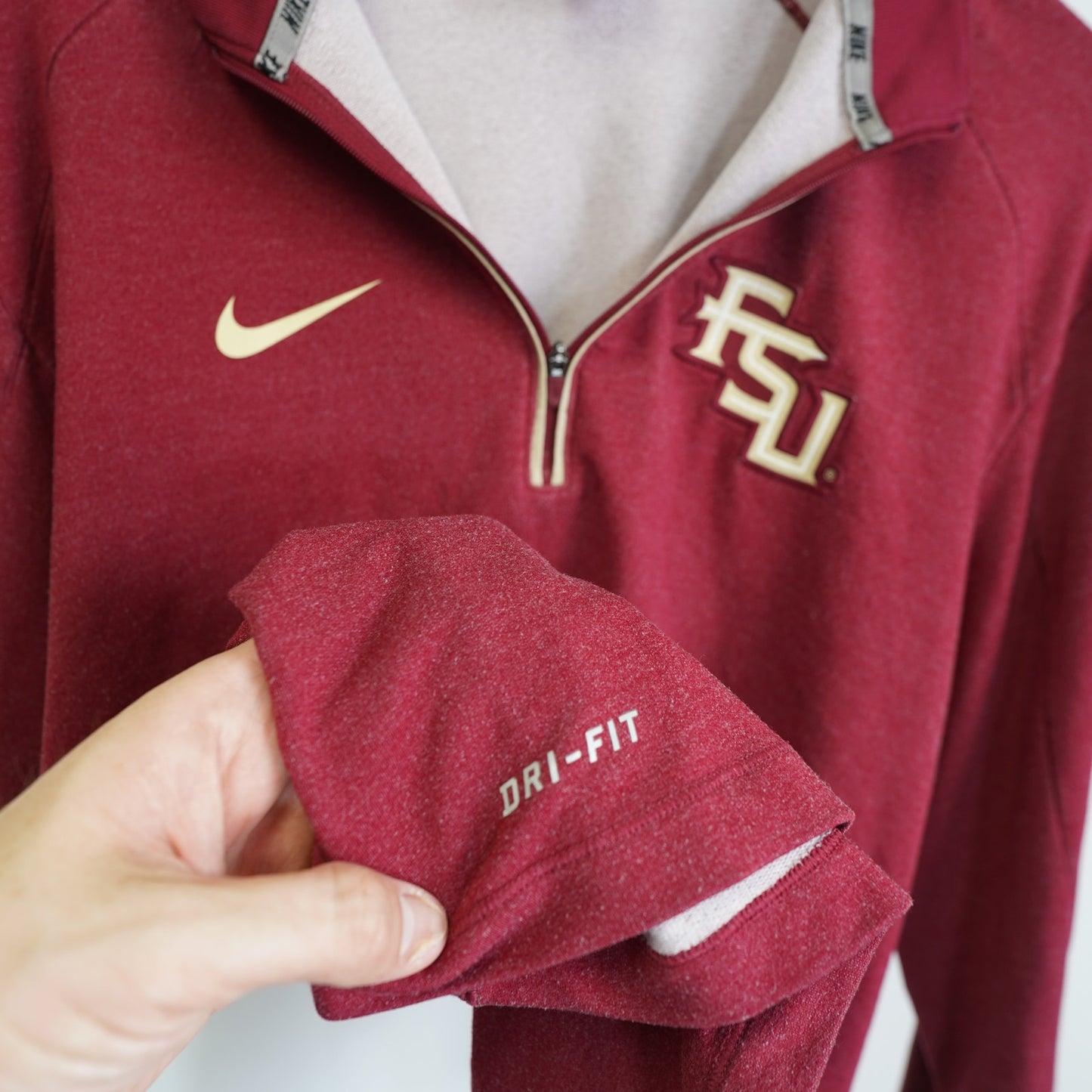 (L) Nike FSU Florida State Seminoles 1/4 Zip Pullover Men's L Dri-Fit Red Gold