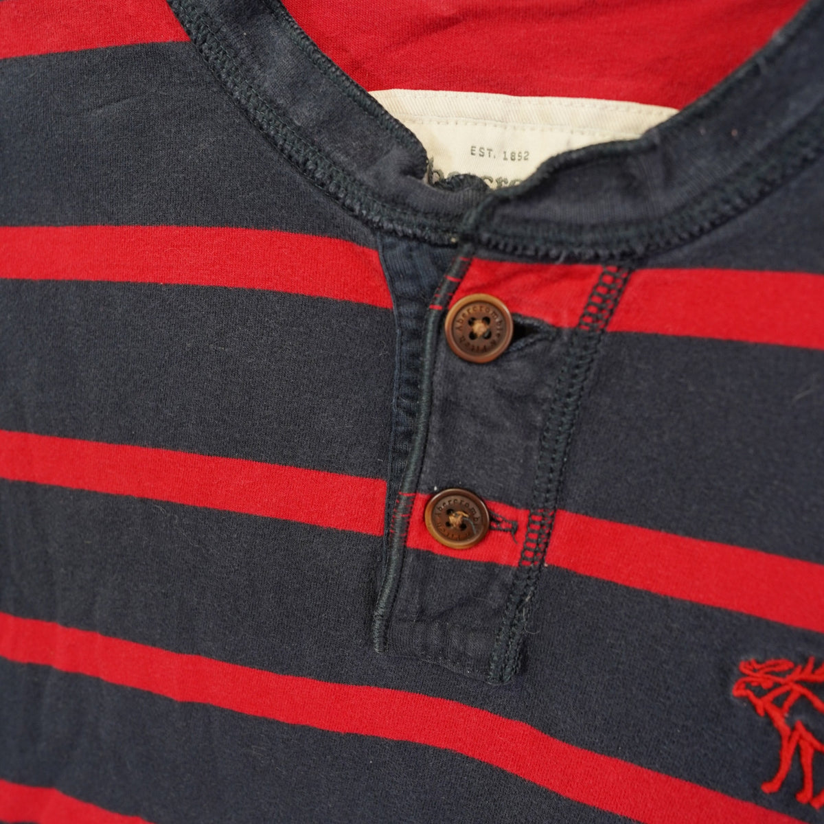 (XXL) Vintage Abercrombie & Fitch Y2K Striped Henley Muscle T-Shirt Men's XXL Blue Red