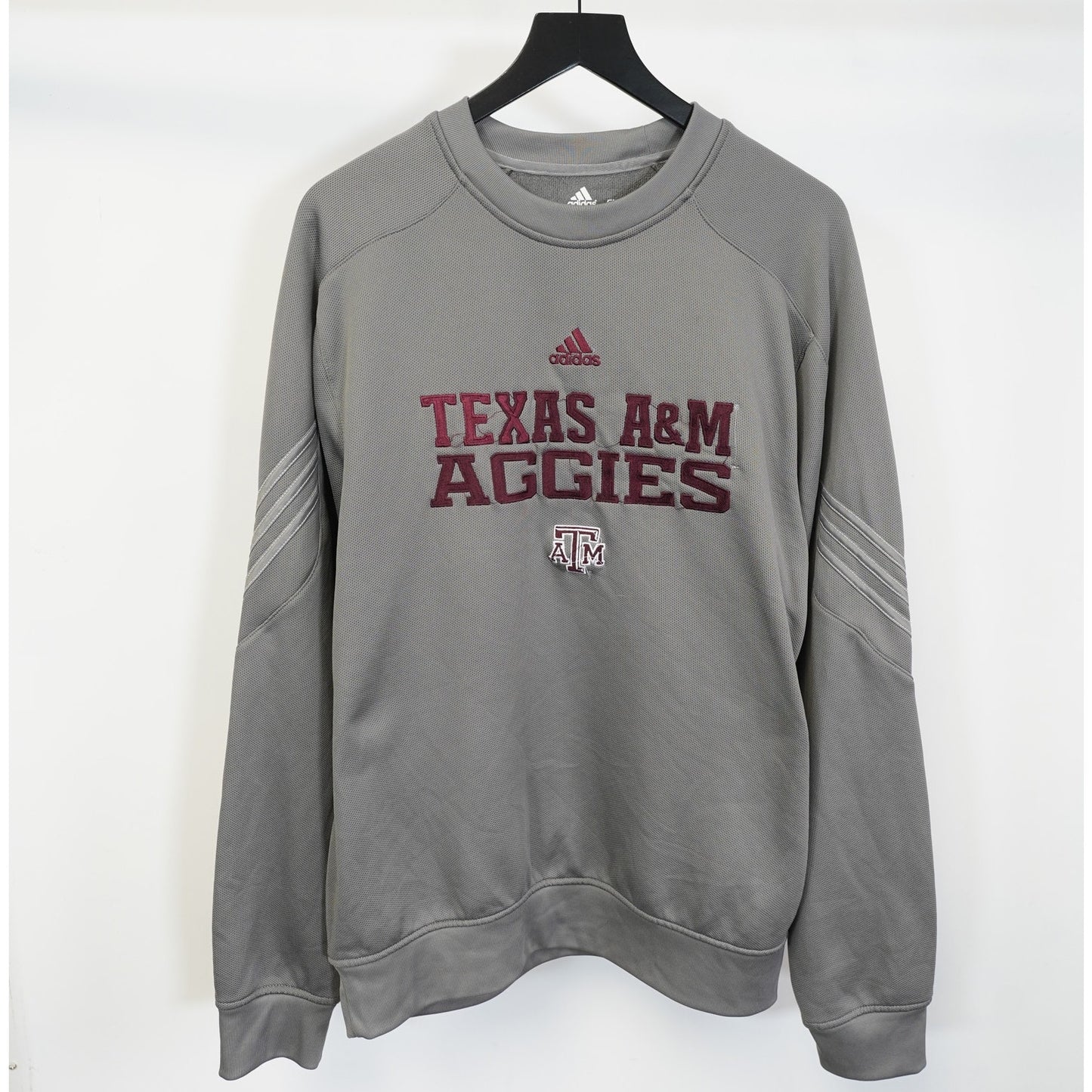 (M) Texas A&M Aggies Adidas Clima Warm Pullover Sweatshirt Men's M Gray Crewneck