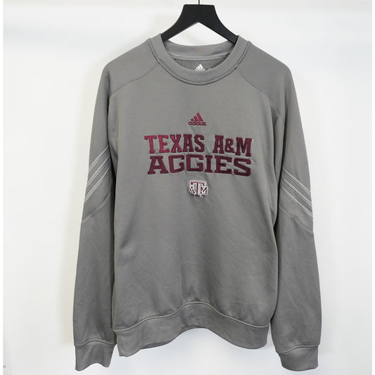 (M) Texas A&M Aggies Adidas Clima Warm Pullover Sweatshirt Men's M Gray Crewneck