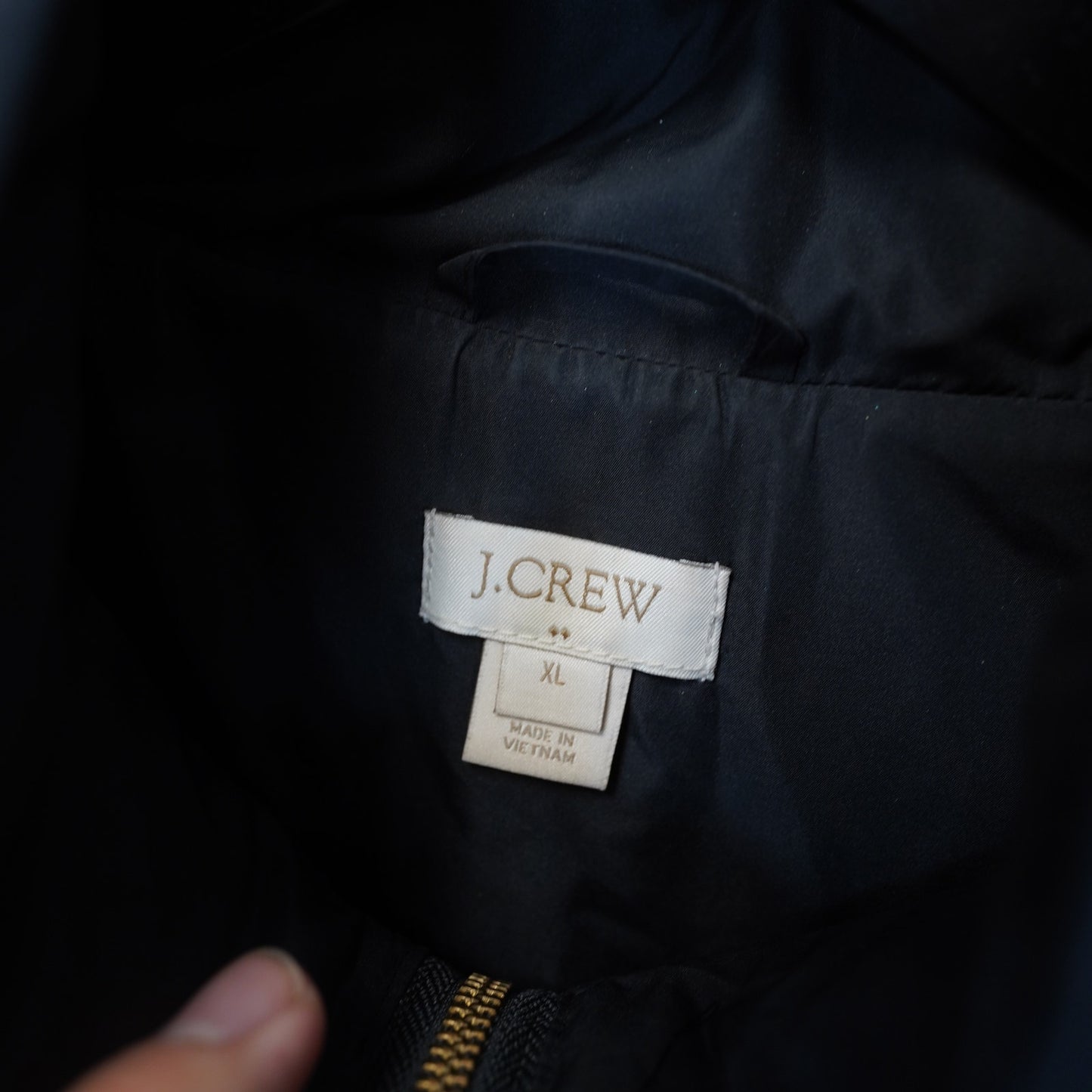 (Women's XL) J.Crew Mercantile Quilted Down Puffer Vest Women's XL Black Gold Full Zip