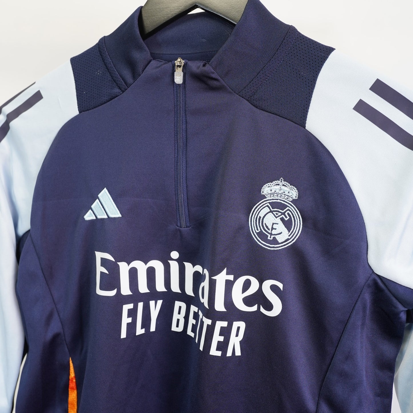 Adidas (L) Real Madrid Soccer Warm Up 1/4 Zip Track Jacket Boys Large Blue Vintage